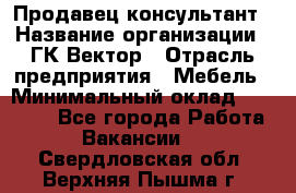 Продавец-консультант › Название организации ­ ГК Вектор › Отрасль предприятия ­ Мебель › Минимальный оклад ­ 15 000 - Все города Работа » Вакансии   . Свердловская обл.,Верхняя Пышма г.